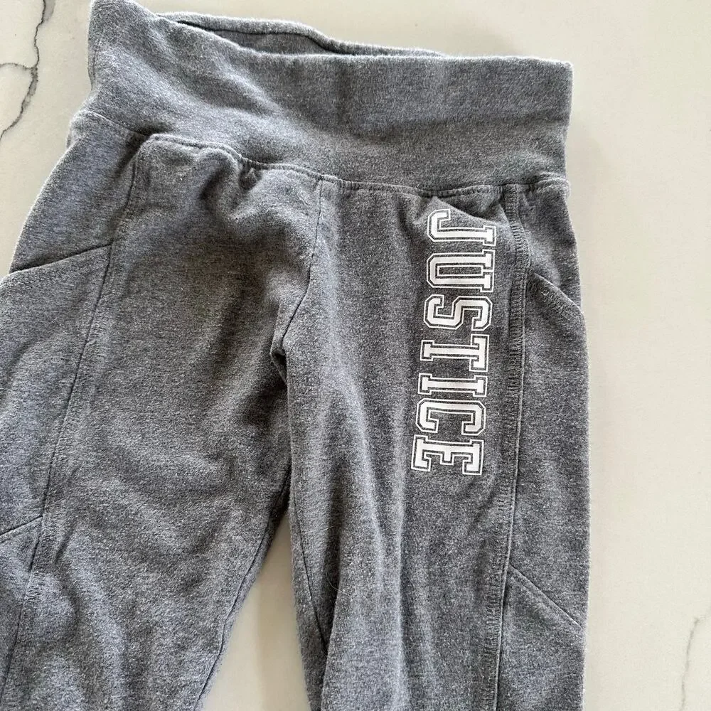 Justice Girls Gray Cropped Athletic Leggings - Size 8
